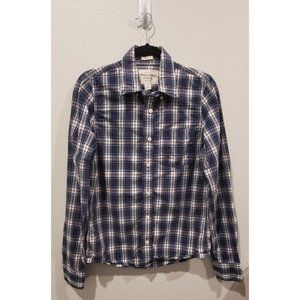 ABERCROMBIE&FITCH White and Blue Plaid Shirt